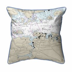 Alexandria Bay, NY Nautical Map Large Corded Indoor/Outdoor Pillow 18x18