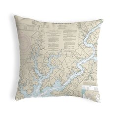 Chester River, MD Nautical Map Noncorded Indoor/Outdoor Pillow 12x12