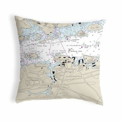 Alexandria Bay, NY Nautical Map Noncorded Indoor/Outdoor Pillow 12x12