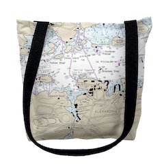 Alexandria Bay, NY Nautical Map Medium Tote Bag 16x16