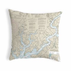 Chester River, MD Nautical Map Noncorded Indoor/Outdoor Pillow 18x18
