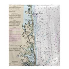 Bethany Beach, DE Nautical Map Fleece Throw