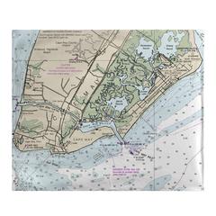 Cape May, NJ Nautical Map Fleece Throw