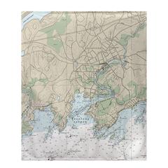 Branford Harbor, CT Nautical Map Fleece Throw