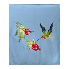 Betsy's Hummingbird on Blue Fleece Blanket