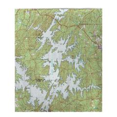 Lake Martin, AL Nautical Map Fleece Throw