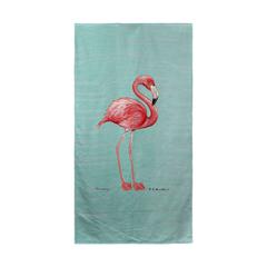 Pink Flamingo on Aqua Beach Towel