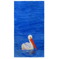 White Pelican Portrait Beach Towel