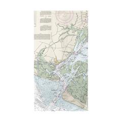 Cape Fear, NC Nautical Map Beach Towel