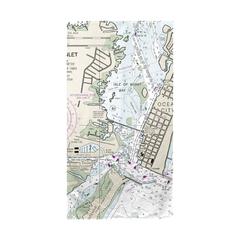 Ocean City Inlet, VA Nautical Map Beach Towel