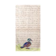 Female Wood Duck Beige Script Beach Towel