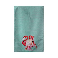 Two Flamingos - Aqua Beach Towel
