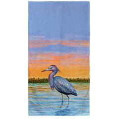 Heron and Sunset Beach Towel