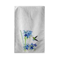 Hummingbird & Blue Flower Beach Towel