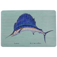Sailfish on Teal Door Mat 18x26