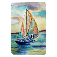 Teal Sailboat Small Door Mat