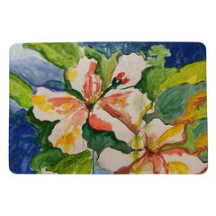 White Hibiscus Door Mat 18x26