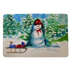 Snowman & Sled Door Mat 18x26