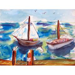 Two Sailboats Door Mat 18x26