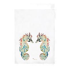 Betsy's Seahorses on White Flag 12.5x18