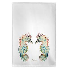 Betsy's Seahorses on White Guest Towel