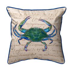 Male Blue Crab Beige Large Indoor/Outdoor Pillow 18x18
