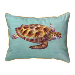 Green Sea Turtle - Teal Large Indoor/Outdoor Pillow 16x20