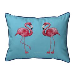 Flamingos on Teal Large Corded Indoor/Outdoor Pillow 16x20