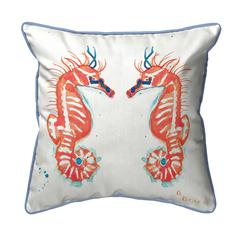 Coral Sea Horses Large Indoor/Outdoor Pillow 18x18