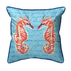 Coral Sea Horses Blue Large Indoor/Outdoor Pillow 18x18