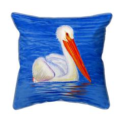 White Pelican Portrait Large Indoor/Outdoor Pillow 18x18