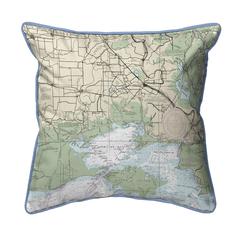 Vermilion Bay, LA Nautical Map Large Corded Indoor/Outdoor Pillow 18x18