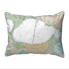 Lake Pontchartrain and Majrepas, LA Nautical Map Large Corded Indoor/Outdoor Pillow 16x20