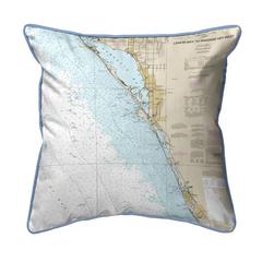 Venice - Lemon Bay to Passage Key Inlet, FL Nautical Map Large Corded Indoor/Outdoor Pillow 18x18