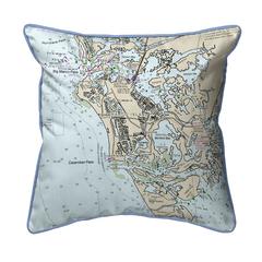 Marco Island, FL Nautical Map Large Corded Indoor/Outdoor Pillow 18x18