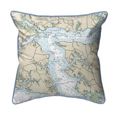 Pungo River, NC Nautical Map Large Corded Indoor/Outdoor Pillow 18x18