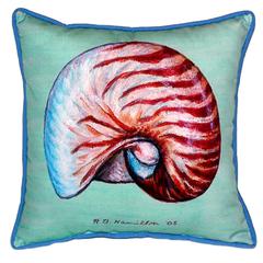 Nautilus Shell - Teal Large Indoor/Outdoor Pillow 18x18