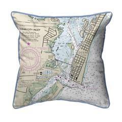 Ocean City Inlet, VA Nautical Map Large Corded Indoor/Outdoor Pillow 18x18