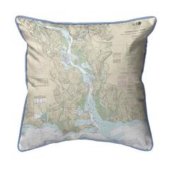 Connecticut River, CT Nautical Map Large Corded Indoor/Outdoor Pillow 18x18