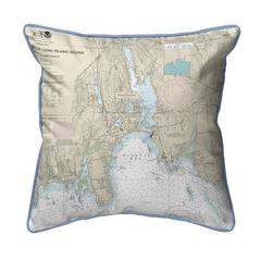 North Shore Long Island to Niantic Bay, CT Nautical Map Large Corded Indoor/Outdoor Pillow 18x18