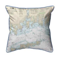 Fishers Island Sound, RI Nautical Map Large Corded Indoor/Outdoor Pillow 18x18