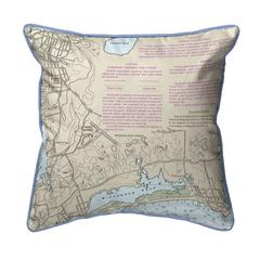 Block Island Sound - Westerly State Airport, RI Nautical Map Large Corded Indoor/Outdoor Pillow 18x18