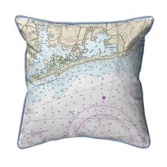 Block Island Sound - Charleston, RI Nautical Map Large Corded Indoor/Outdoor Pillow 18x18