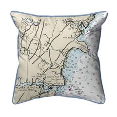 Cape Neddick, ME Nautical Map Large Corded Indoor/Outdoor Pillow 18x18