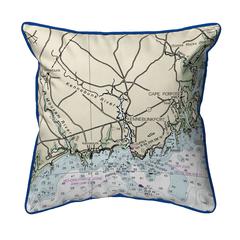 Kennebunckport, ME Nautical Map Large Corded Indoor/Outdoor Pillow 18x18