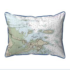 Biddleford Pool, ME Nautical Map Large Corded Indoor/Outdoor Pillow 16x20