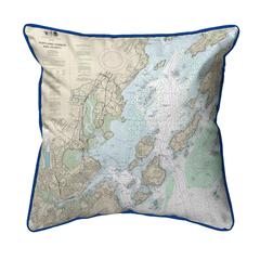 Portland Harbor and Vacinity, ME Nautical Map Large Corded Indoor/Outdoor Pillow 18x18