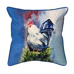 Blue & White Rooster Large Indoor/Outdoor Pillow 18x18
