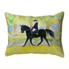 Black Horse & Rider Large Indoor/Outdoor Pillow 16x20