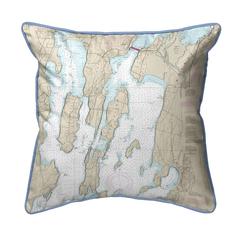 North Hero Island, VT Nautical Map Large Corded Indoor/Outdoor Pillow 18x18